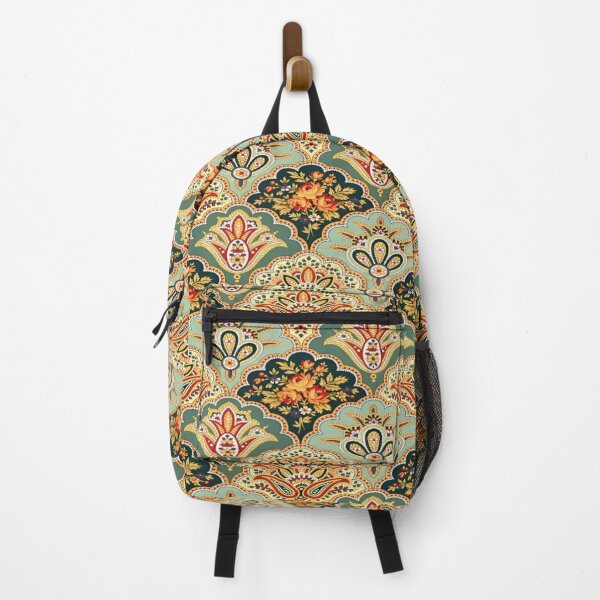 Item preview, Intricate Floral Damask Pattern with Soft Blue Background and Vibrant Color Contrast for Timeless Elegance designed and sold by Matt_Smith.