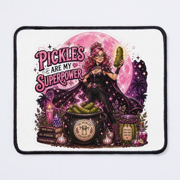 Item preview, Pickles are my Superpower | Funny Pickle Witch Sticker designed and sold by Imagine Ink Design Studio.