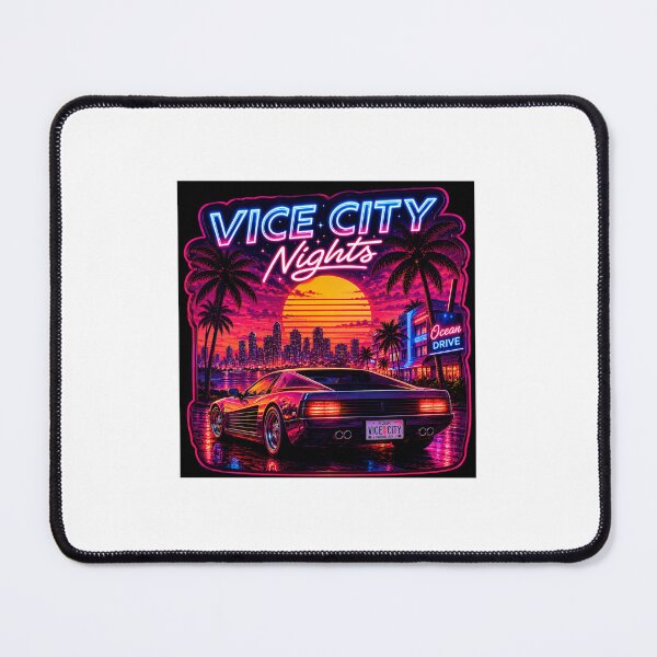 Item preview, Vice City Nights Neon Retro Car – 80s Miami Synthwave Sunset designed and sold by ReidoPix.