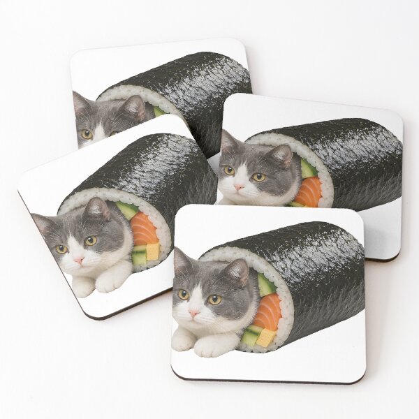 Item preview, Cute Grey Cat Sushi Roll designed and sold by Jaideep Walia.