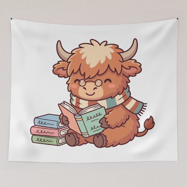 Item preview, Cute Highland Cow Reading Book Cozy Bookworm designed and sold by derynick.