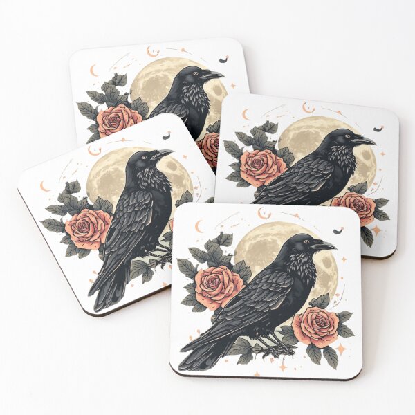 Item preview, Mystic Raven Under the Moon with Roses | Gothic Floral Sticker designed and sold by Shivamartwark.