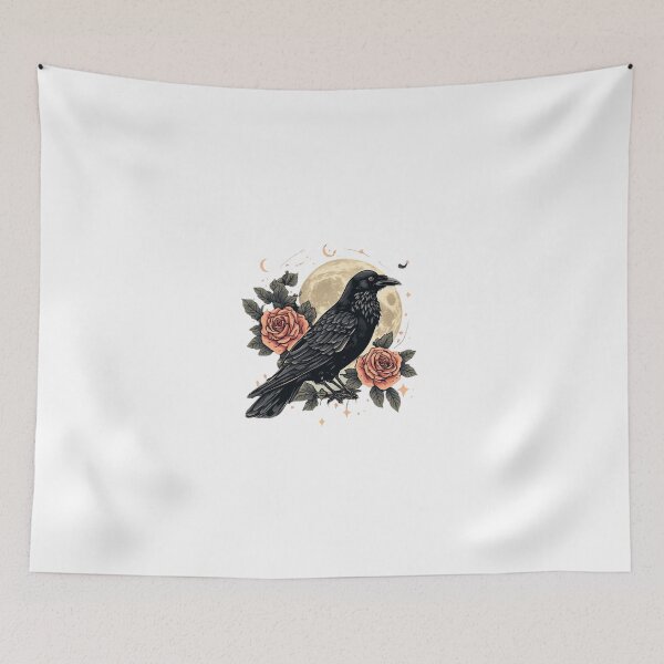 Item preview, Mystic Raven Under the Moon with Roses | Gothic Floral Sticker designed and sold by Shivamartwark.