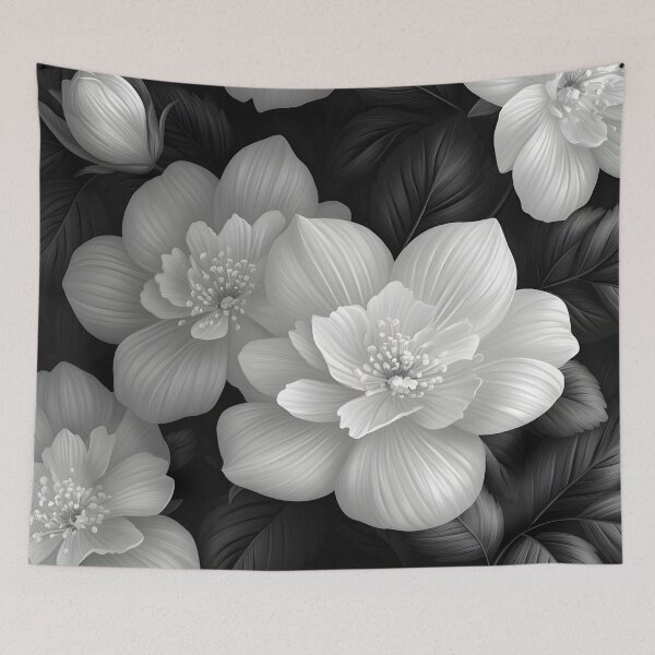 Artikelvorschau, Elegantes schwarz-weißes Blumenmuster entworfen und verkauft von 247GiftsbyTina.