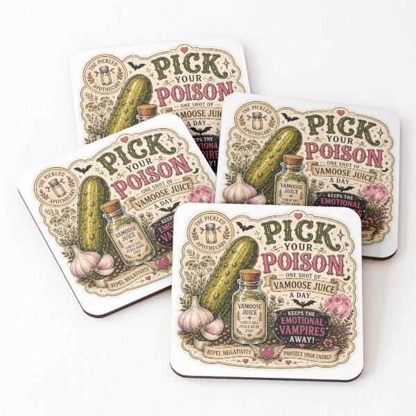 Item preview, Pick Your Poison - Vamoose Juice | Emotional Support Pickles Funny Pickle Sticker designed and sold by Imagine Ink Design Studio.