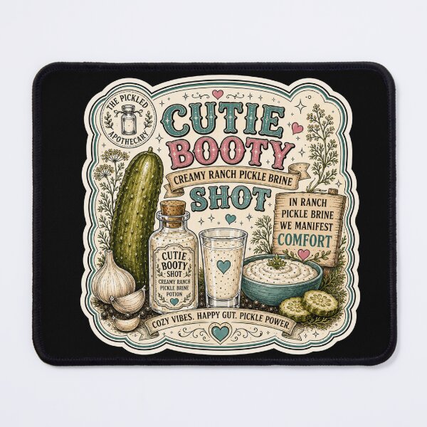 Item preview, Cutie Booty Shot Ranch Pickle Shot | Emotional Support Pickles Funny Pickle Sticker designed and sold by Imagine Ink Design Studio.