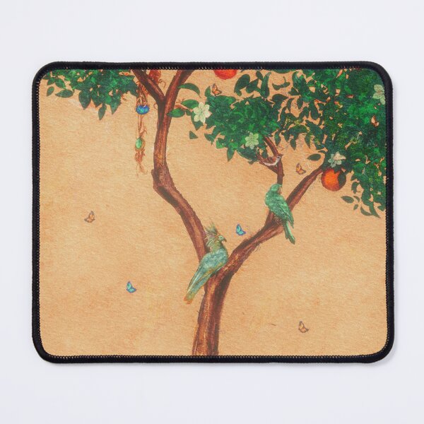 Item preview, Romantic Fantasy Phoenix Garden Orange Tree Butterflies, Finches, and Green Parrot designed and sold by Monica Laipple.