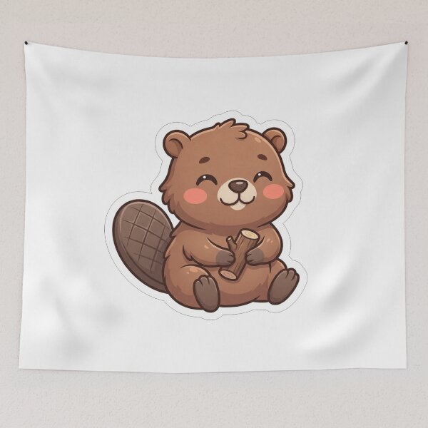 Item preview, Cute Little Beaver Holding A Wood Log designed and sold by Owcomm.