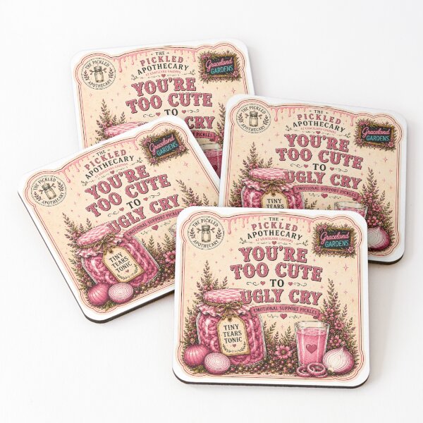 Item preview, You're Too Cute to Ugly Cry - Pickled Onions label | Emotional Support Pickles Funny Pickle Sticker designed and sold by Imagine Ink Design Studio.