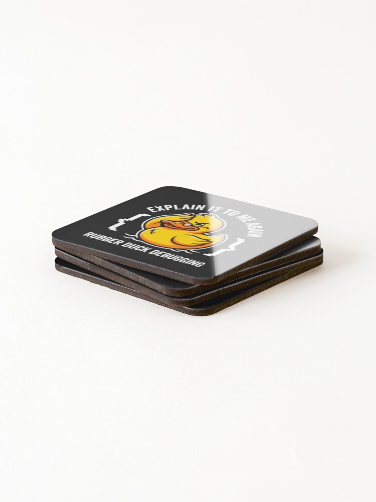 Thumbnail 4 of 5, Coasters (Set of 4), Rubber Duck Debugging Software Engineer Tech Humor designed and sold by SplashTastic.