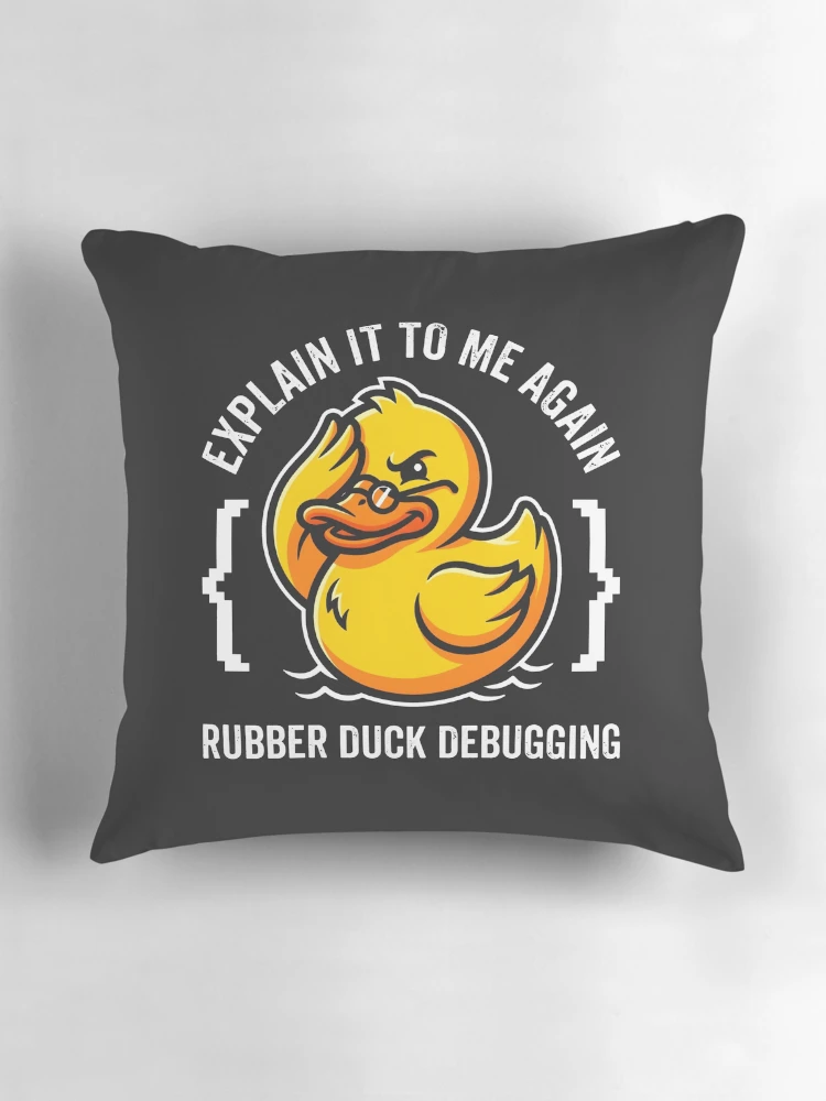Thumbnail 3 of 4, Pillow, Rubber Duck Debugging Software Engineer Tech Humor designed and sold by SplashTastic.