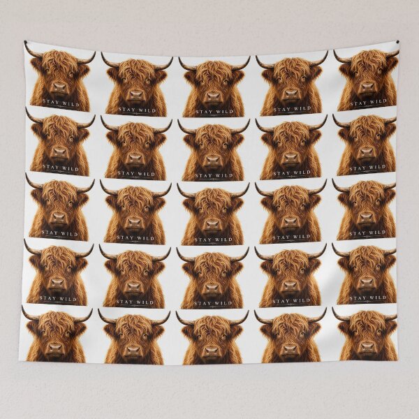 Item preview, Highland Cow Stay Wild Illustration designed and sold by Amr Siam.