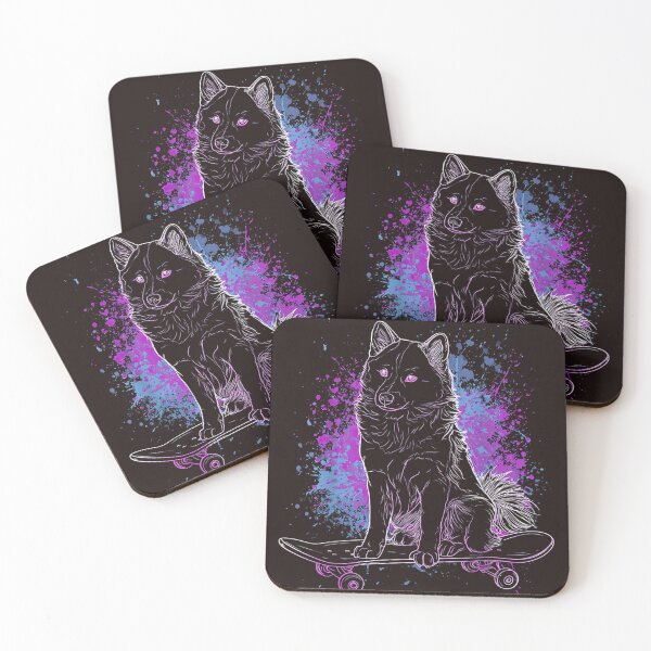 Item preview, Pomsky Skateboard Dog Color Splash Cute Skater Puppy Retro Design designed and sold by mari-kayden.