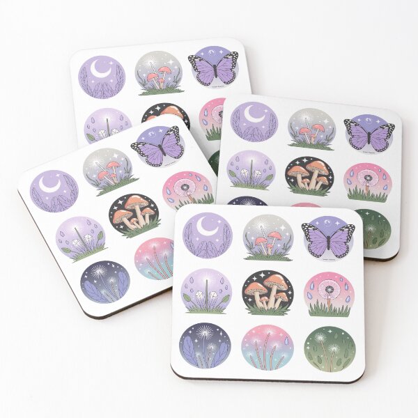 Item preview, Mystical Fairycore Nature Sticker Sheet with Mushrooms, Butterfly and Celestial Designs designed and sold by FestivityFinds.