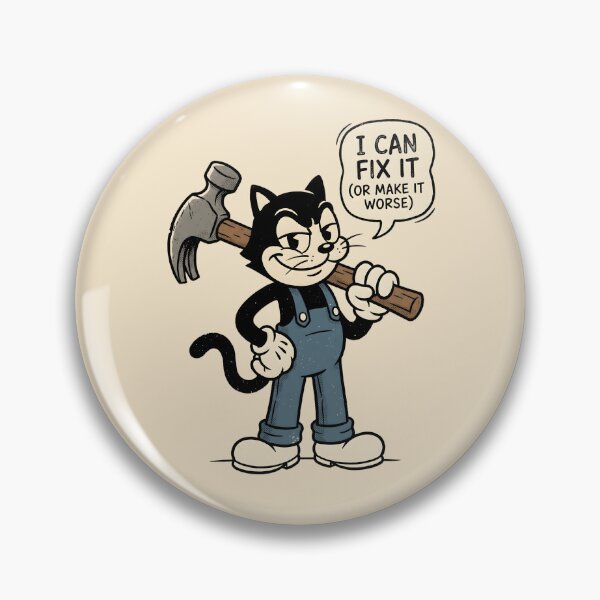 Item preview, I Can Fix It Vintage Mascot Retro Cartoon Handyman Humor designed and sold by SplashTastic.