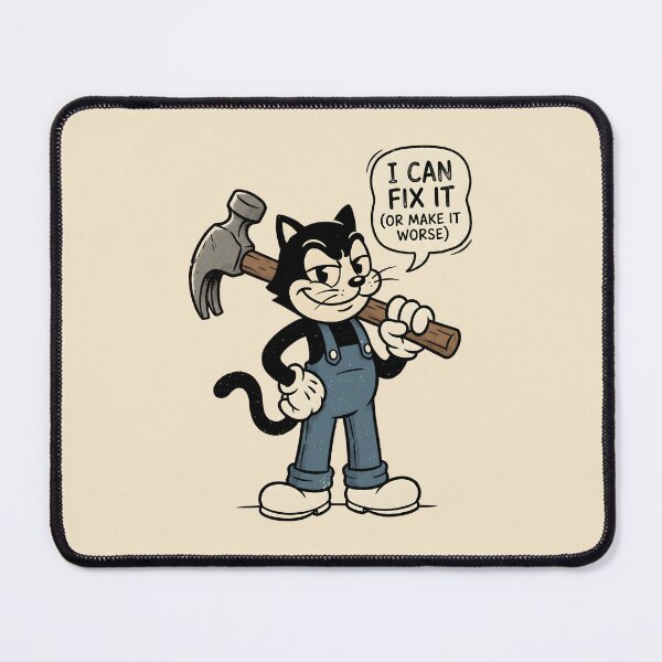Item preview, I Can Fix It Vintage Mascot Retro Cartoon Handyman Humor designed and sold by SplashTastic.