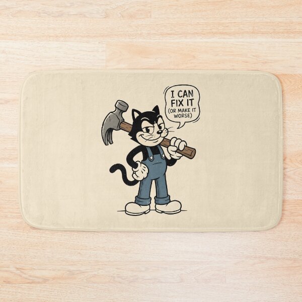 Item preview, I Can Fix It Vintage Mascot Retro Cartoon Handyman Humor designed and sold by SplashTastic.