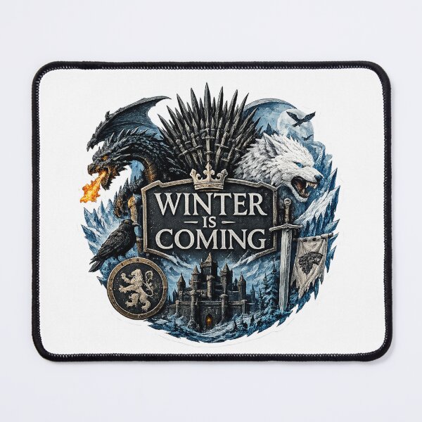 Item preview, Epic Frost Kingdom Dragon & Wolf Fantasy Crest Sticker | Medieval Dark Fantasy Vinyl Decal designed and sold by DKraftz.