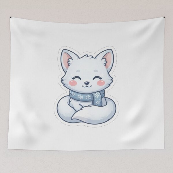Item preview, Cute White Arctic Fox With Scarf designed and sold by Owcomm.