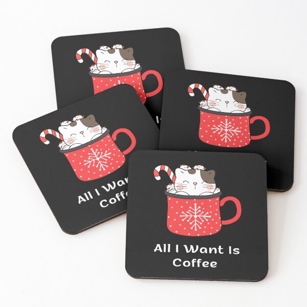 Item preview, All I Want Is Coffee | Espresso Yourself Cats | Cute Christmas Coffee Cat designed and sold by ContigoART.