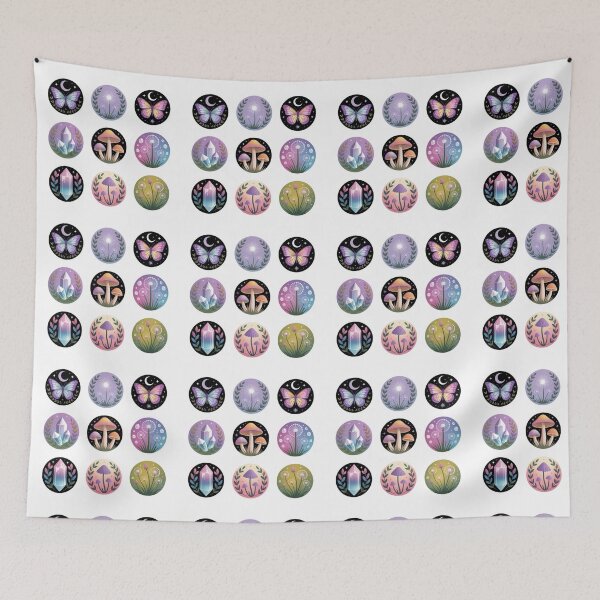 Item preview, Mystical Celestial Butterfly Crystal Mushroom Sticker Sheet Fantasy Art designed and sold by FestivityFinds.