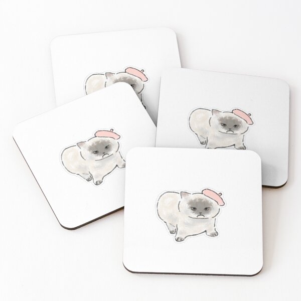 Item preview, Grumpy Cat Wearing Pink Beret Cute Hand Drawn Art designed and sold by raun.draw.