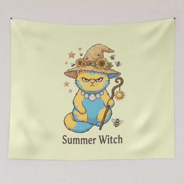 Item preview, Summer witch cat designed and sold by Wicca and mythical creatures .