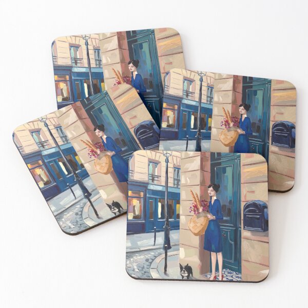 Item preview, French Woman with Dog Wall Art – Fresh Bread and Flowers designed and sold by CARRAANN.