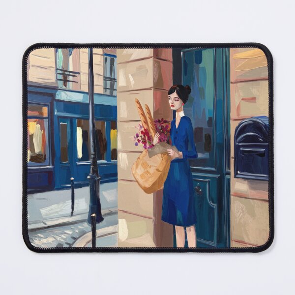 Item preview, French Woman with Dog Wall Art – Fresh Bread and Flowers designed and sold by CARRAANN.
