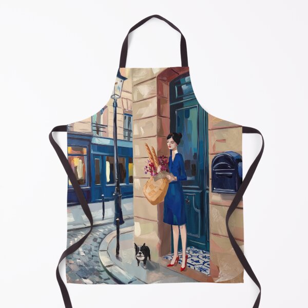 Item preview, French Woman with Dog Wall Art – Fresh Bread and Flowers designed and sold by CARRAANN.