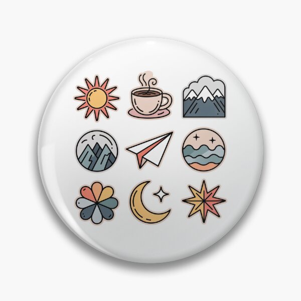 Item preview, Boho Minimalist Sticker Sheet – Celestial Sun Moon Star, Mountains, Coffee & Paper Plane Line Art Pack designed and sold by FestivityFinds.