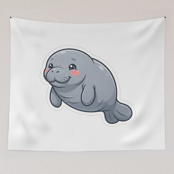 Item preview, Cute Adorable Chubby Manatee Sea Cow designed and sold by Owcomm.