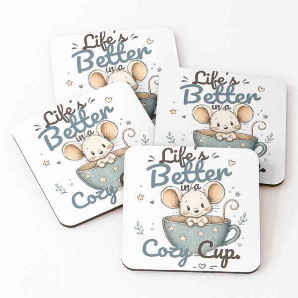 Item preview, Life's Better in a Cozy Cup Cute Mouse Coffee Lover Design | Adorable Cottagecore Animal Illustration designed and sold by CRAZZYDOODLES.