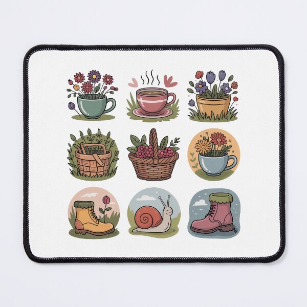 Item preview, Cute Cottagecore Garden Sticker Sheet – Aesthetic Snail, Teacup Flowers, Hiking Boots & Picnic Basket Pack designed and sold by FestivityFinds.