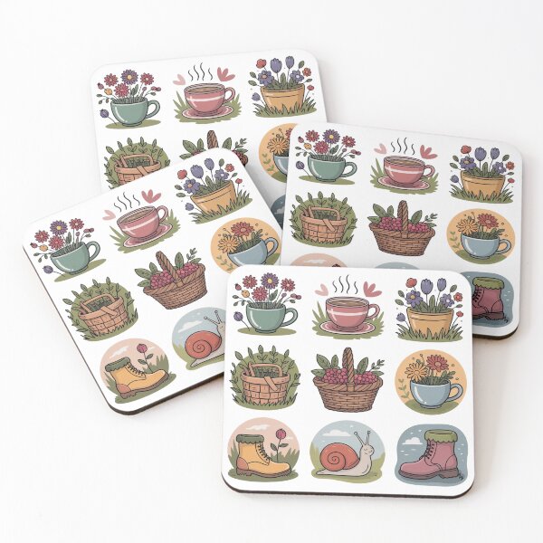 Item preview, Cute Cottagecore Garden Sticker Sheet – Aesthetic Snail, Teacup Flowers, Hiking Boots & Picnic Basket Pack designed and sold by FestivityFinds.