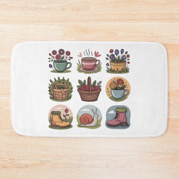 Item preview, Cute Cottagecore Garden Sticker Sheet – Aesthetic Snail, Teacup Flowers, Hiking Boots & Picnic Basket Pack designed and sold by FestivityFinds.