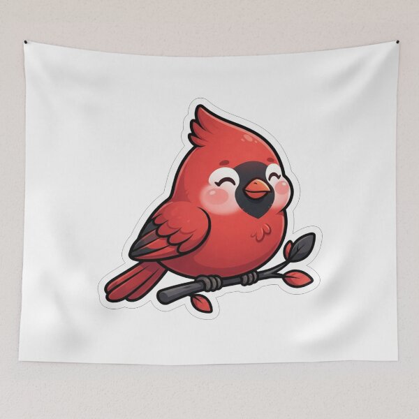 Item preview, Cute Little Red Cardinal Bird Holding Branch designed and sold by Owcomm.