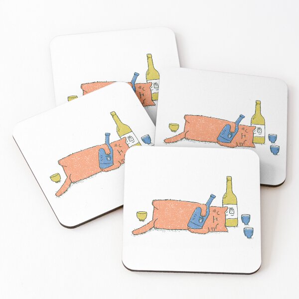 Item preview, Relaxing Cat with Sake Bottle – Cute Japanese-Inspired Vintage Illustration designed and sold by YohakuPause.