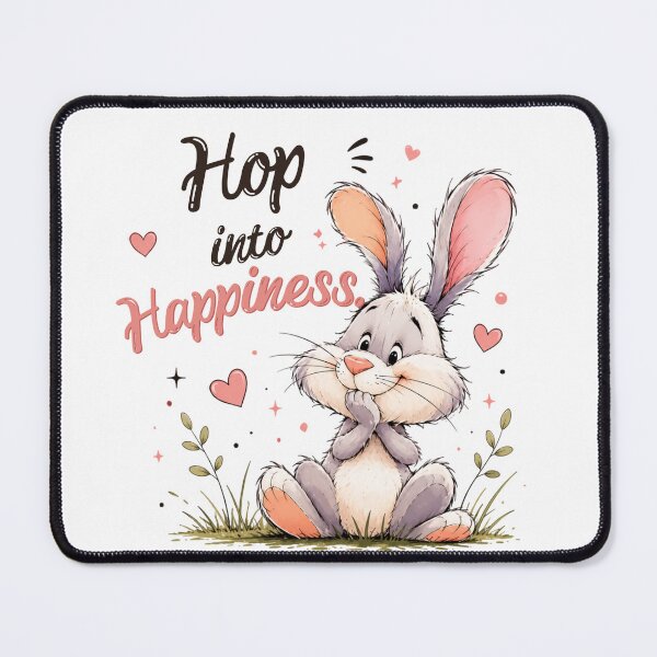 Item preview, Hop Into Happiness Cute Bunny Quote | Adorable Kawaii Rabbit Illustration | Easter Bunny Gift Design designed and sold by CRAZZYDOODLES.