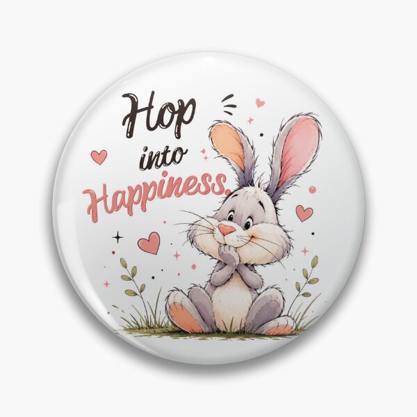 Item preview, Hop Into Happiness Cute Bunny Quote | Adorable Kawaii Rabbit Illustration | Easter Bunny Gift Design designed and sold by CRAZZYDOODLES.