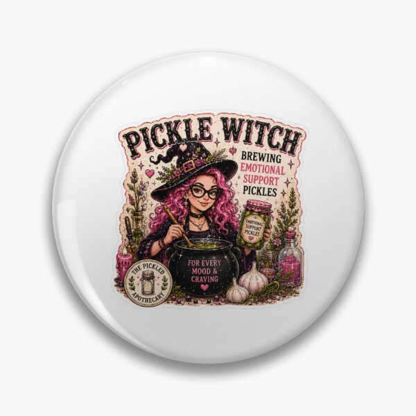 Item preview, Pickle Witch - Brewing Emotional Support Pickles  - Funny Pickle Sticker designed and sold by Imagine Ink Design Studio.