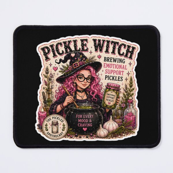 Item preview, Pickle Witch - Brewing Emotional Support Pickles - Funny Pickle Sticker designed and sold by Imagine Ink Design Studio.