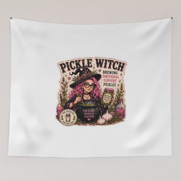 Item preview, Pickle Witch - Brewing Emotional Support Pickles  - Funny Pickle Sticker designed and sold by Imagine Ink Design Studio.