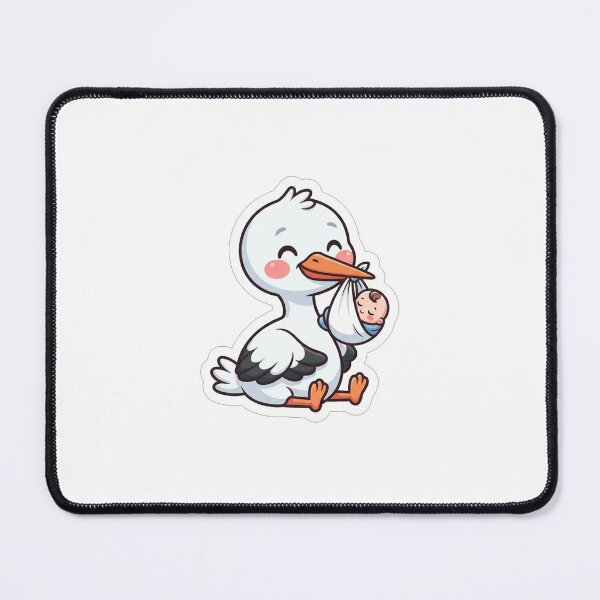 Item preview, Cute Stork Delivering A Sweet Newborn Baby designed and sold by Owcomm.