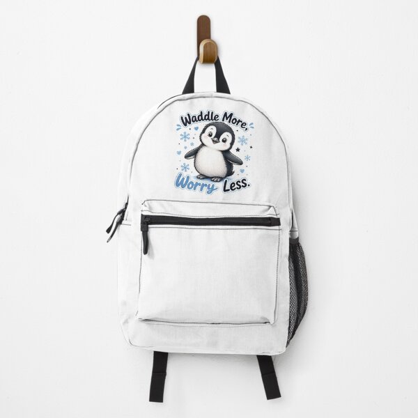 Item preview, Waddle More, Worry Less Cute Penguin Quote | Adorable Kawaii Penguin Illustration | Positive Animal Design designed and sold by CRAZZYDOODLES.