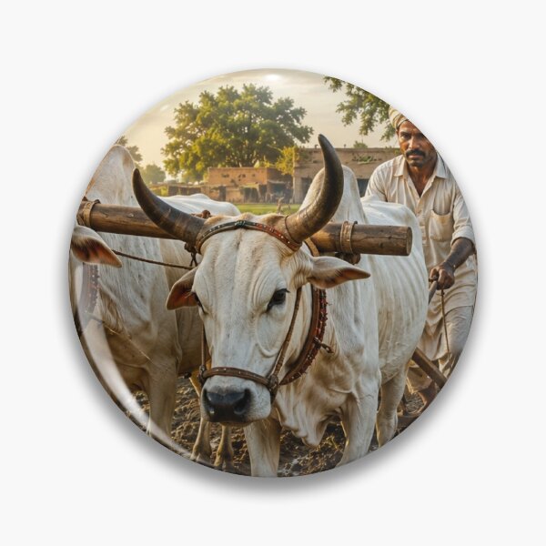 Item preview, Traditional Punjabi Farmer Ploughing Field with Oxen | Rural Village Wall Art designed and sold by Arts121.