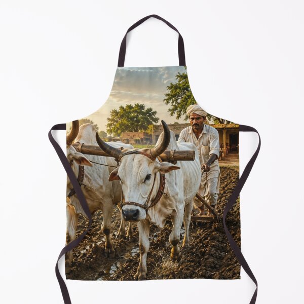 Item preview, Traditional Punjabi Farmer Ploughing Field with Oxen | Rural Village Wall Art designed and sold by Arts121.