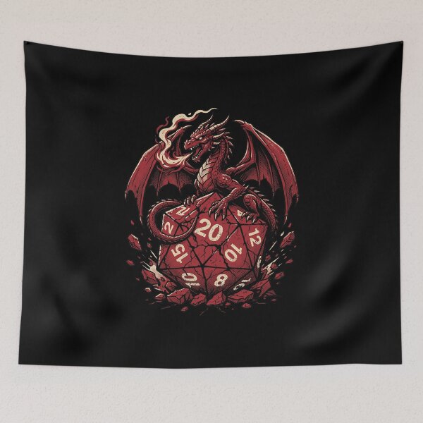 Item preview, Red Dragon Guarding D20 Dice Tabletop RPG Fantasy Art designed and sold by AdyKurniawan.