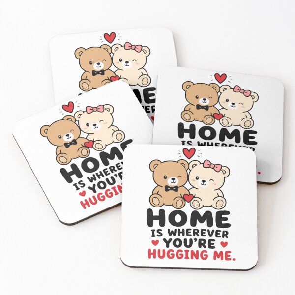 Item preview, Home Is Wherever You're Hugging Me | Cute Teddy Bear Couple | Minimal Romantic Love Design designed and sold by Lovestickerco.