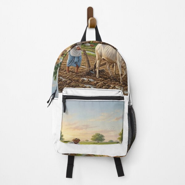 Item preview, Traditional Punjabi Farmer Ploughing Field with Oxen - Rural Village Art designed and sold by Arts121.